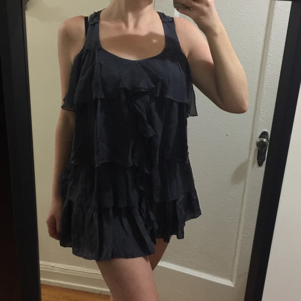 Silk grey frill/ruffle dress.very cute. Host pick - Picture 2 of 8